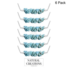 925 Sterling Silver Natural Larimar Beads Necklace Handcrafted Jewelry Pack of 6