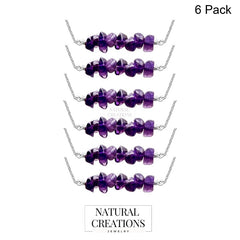 925 Sterling Silver Natural Amethyst Beads Necklace Handcrafted Jewelry Pack of 6