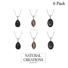 Natural Geode Pendant Necklace With Silver Chain 18" In Bezel Set Jewelry Pack of 6