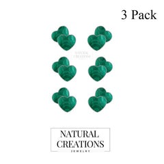925 Sterling Silver Natural Malachite Double Heart Cab Earring Bezel Set Jewelry Pack of 3