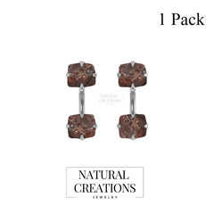 925 Sterling Silver Natural Garnet Raw Stud Earring Prong Set Jewelry Pack of 1