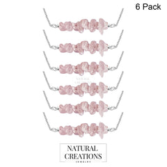 925 Sterling Silver Natural Rose Quartz Beads Necklace Handcrafted Jewelry Pack of 6