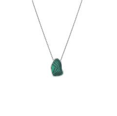 925 Sterling Silver Rough Malachite Slider Necklace With Chain 18" Bezel Set Jewelry Pack of 6