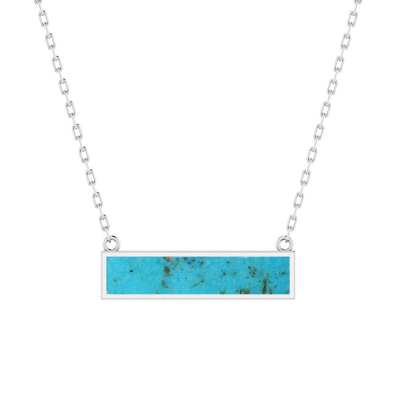 925 Sterling Silver Natural Turquoise Bar Pendant Necklace With Silver Chain 18' in Jewelry Pack of 3