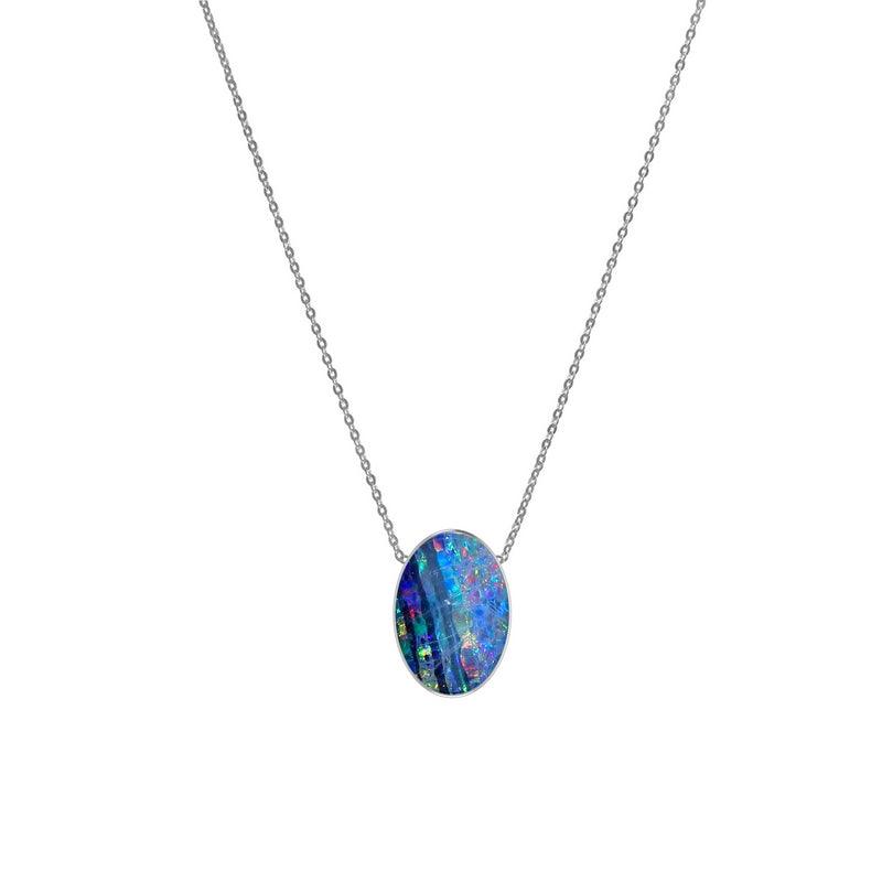 925 Sterling Silver Cab Australian Opal Slider Necklace With Chain 18" Bezel Set Jewelry Pack of 6