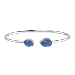 925 Sterling Silver Rough Blue Sapphire Twister Bangle Bracelet Bezel Set Jewelry Pack of 1
