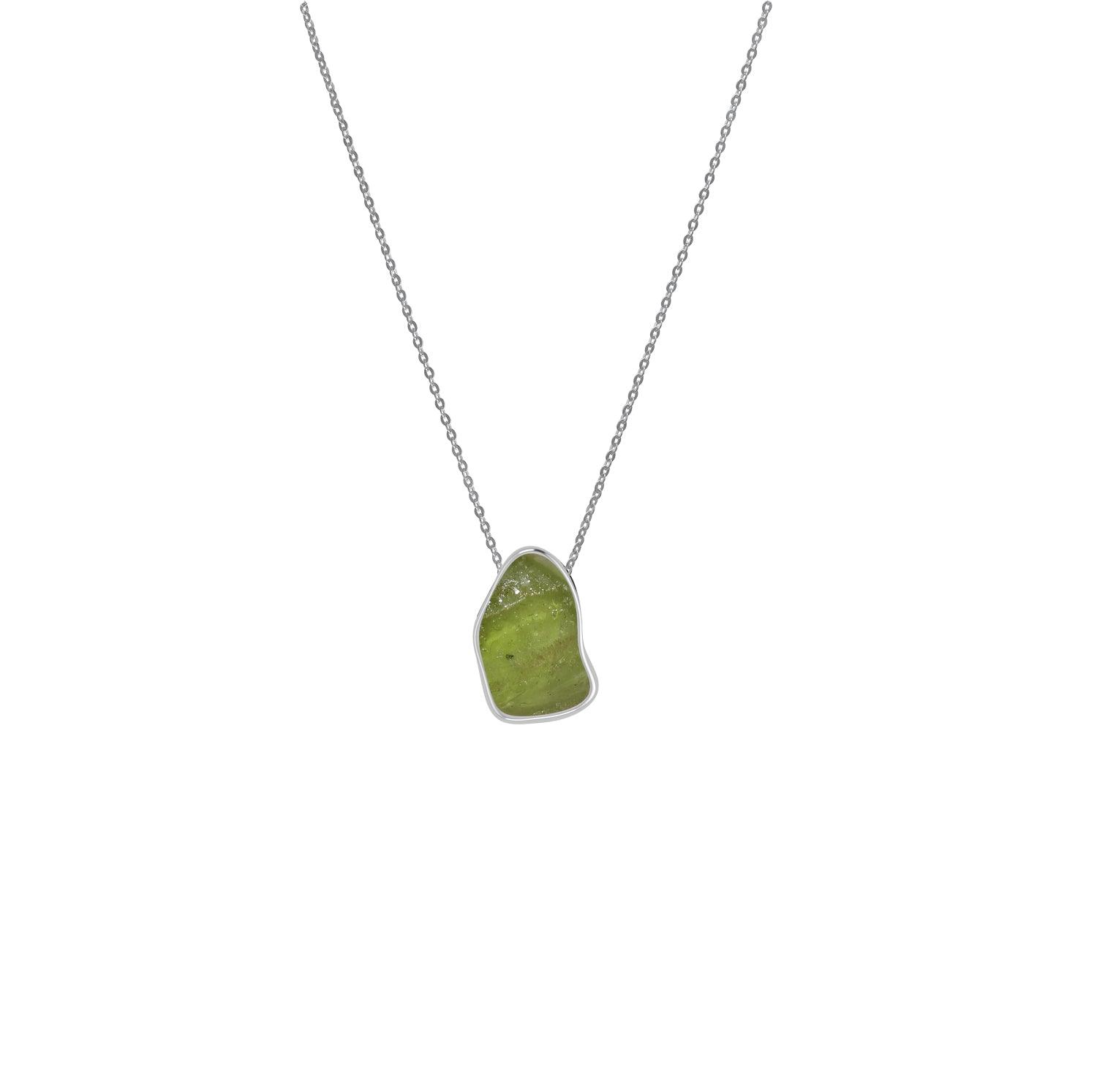 925 Sterling Silver Rough Peridot Slider Necklace With Chain 18" Bezel Set Jewelry Pack of 6