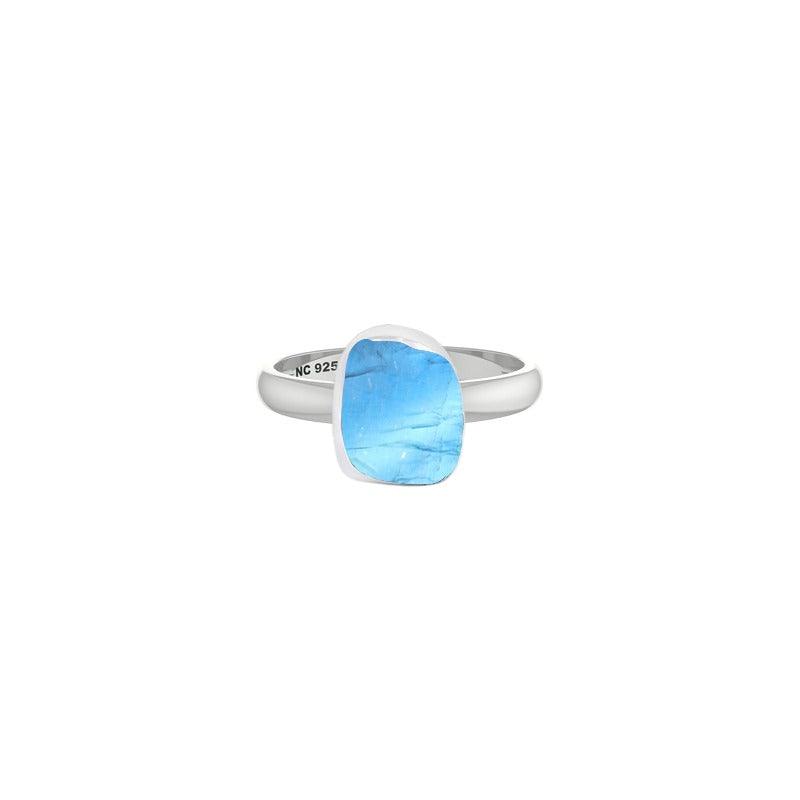 Natural Rainbow Moonstone Rough Ring 925 Sterling Silver Bezel Set Jewelry Pack of 6