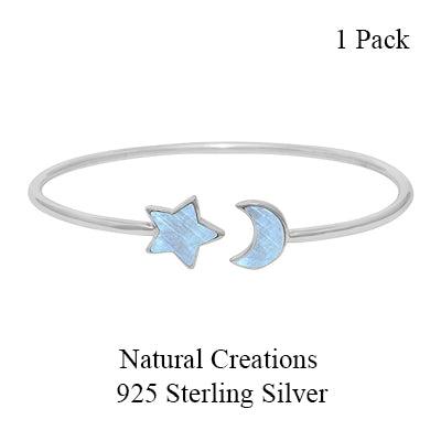 925 Sterling Silver Cab Rainbow Moonstone Twister Bangle Bezel Set Pack Of 1