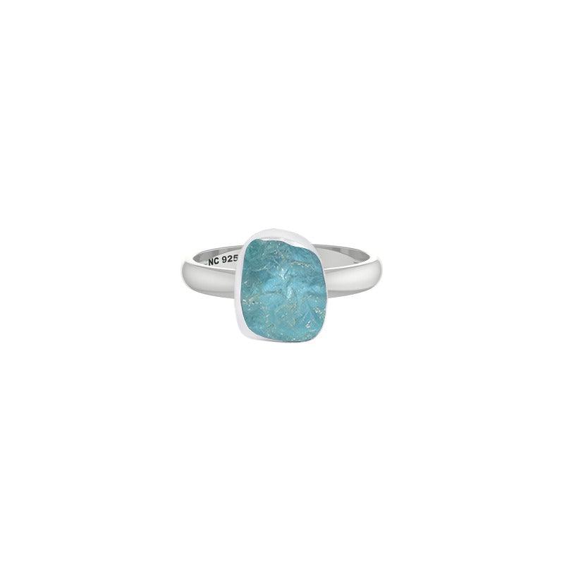 Natural Aquamarine Rough Ring 925 Sterling Silver Bezel Set Handmade Jewelry Pack Of 6