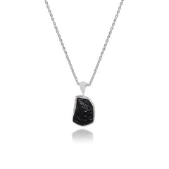 925 Sterling Silver Rough Shungite Necklace Pendant With Chain 18" Bezel Set Jewelry Pack of 12