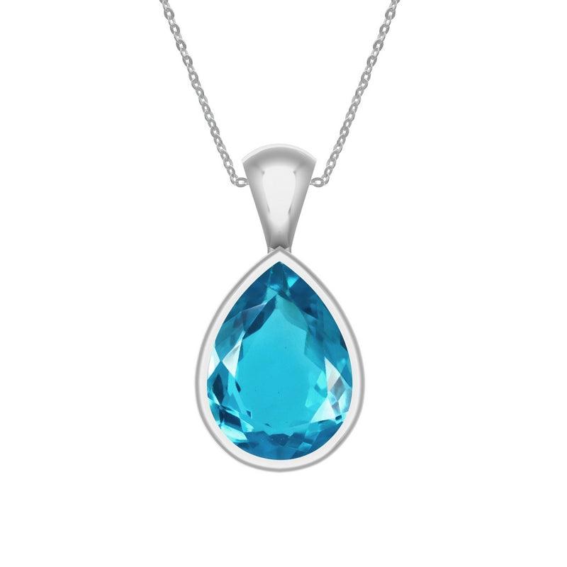 Natural Paraiba Apatite Pendant Necklace With Silver Chain 18" In Jewelry Pack of 12