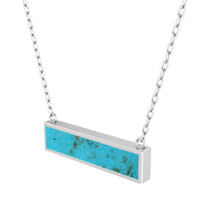 925 Sterling Silver Natural Turquoise Bar Pendant Necklace With Silver Chain 18' in Jewelry Pack of 3