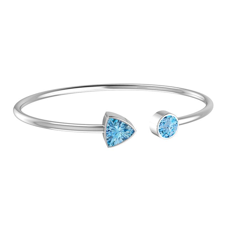 925 Sterling Silver Natural Cut Swiss Blue Topaz Cuff Bangle Bracelet Bezel Set Jewelry Pack Of 1