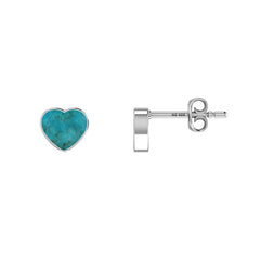 Natural Turquoise Heart Studs 925 Sterling Silver Earring Handmade Jewelry Pack of 3