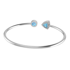 925 Sterling Silver Natural Cut Swiss Blue Topaz Cuff Bangle Bracelet Bezel Set Jewelry Pack Of 1