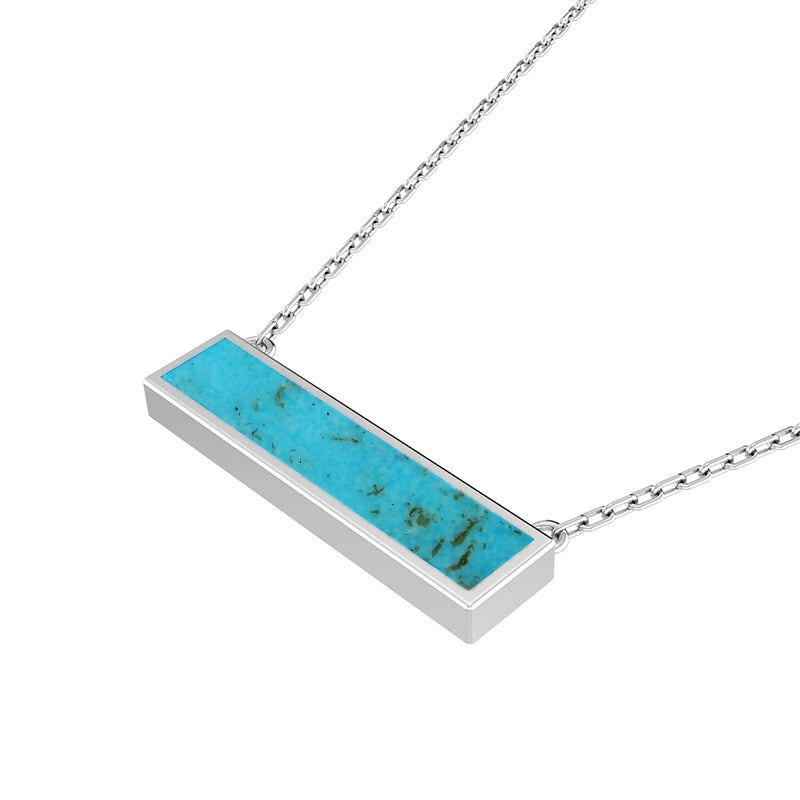 925 Sterling Silver Natural Turquoise Bar Pendant Necklace With Silver Chain 18' in Jewelry Pack of 3