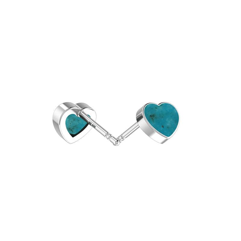 Natural Turquoise Heart Studs 925 Sterling Silver Earring Handmade Jewelry Pack of 3