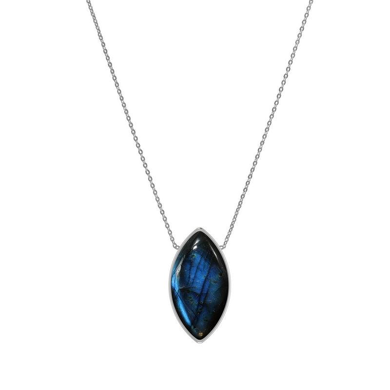 925 Sterling Silver Cab Labradorite Slider Necklace With Chain 18" Bezel Set Jewelry Pack of 6