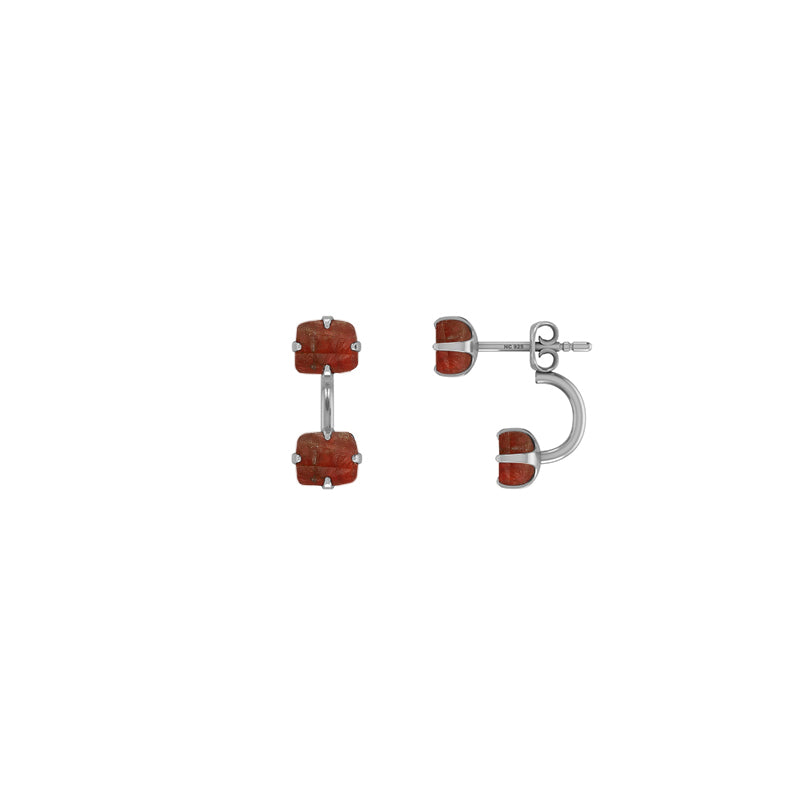 925 Sterling Silver Natural Garnet Raw Stud Earring Prong Set Jewelry Pack of 1