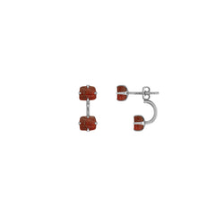 925 Sterling Silver Natural Garnet Raw Stud Earring Prong Set Jewelry Pack of 1