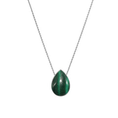 925 Sterling Silver Cab Malachite Slider Necklace With Chain 18" Bezel Set Jewelry Pack of 6