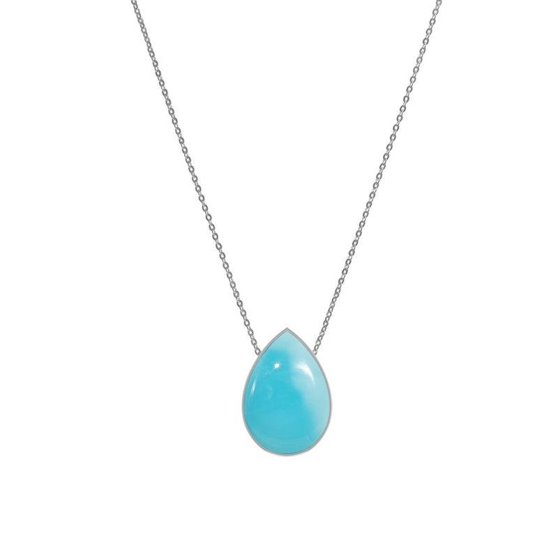 925 Sterling Silver Cab Larimar Slider Necklace With Chain 18" Bezel Set Jewelry Pack of 6