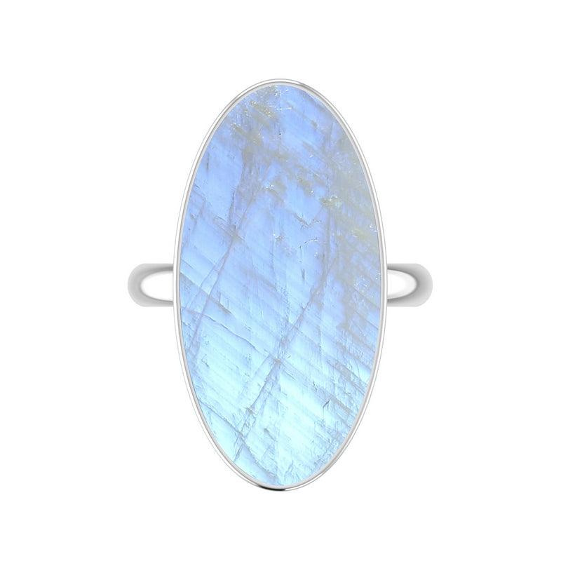 925 Sterling Silver Natural Rainbow Moonstone Ring Bezel Set Jewelry Pack of 3 - (Box 10)