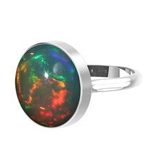 Natural Ethiopian Opal Rings for Women in Sterling Silver (Pack of 6, Bezel-Set)