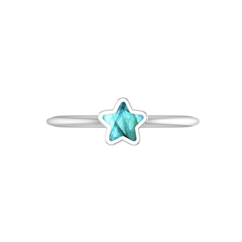 925 Sterling Silver Ring Natural Multi Gemstone Star Shape Bezel Setting Handmade Jewelry