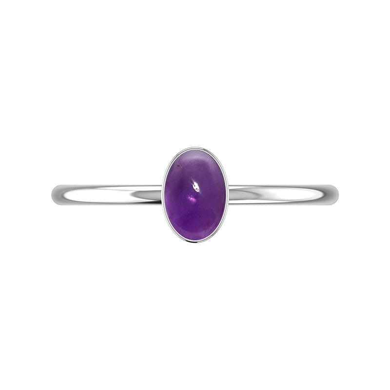925 Sterling Silver Natural Amethyst Cab Ring Bezel Set Handmade Jewelry Pack of 12