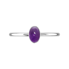 925 Sterling Silver Natural Amethyst Cab Stackable Ring Bezel Set Handmade Jewelry Pack of 12