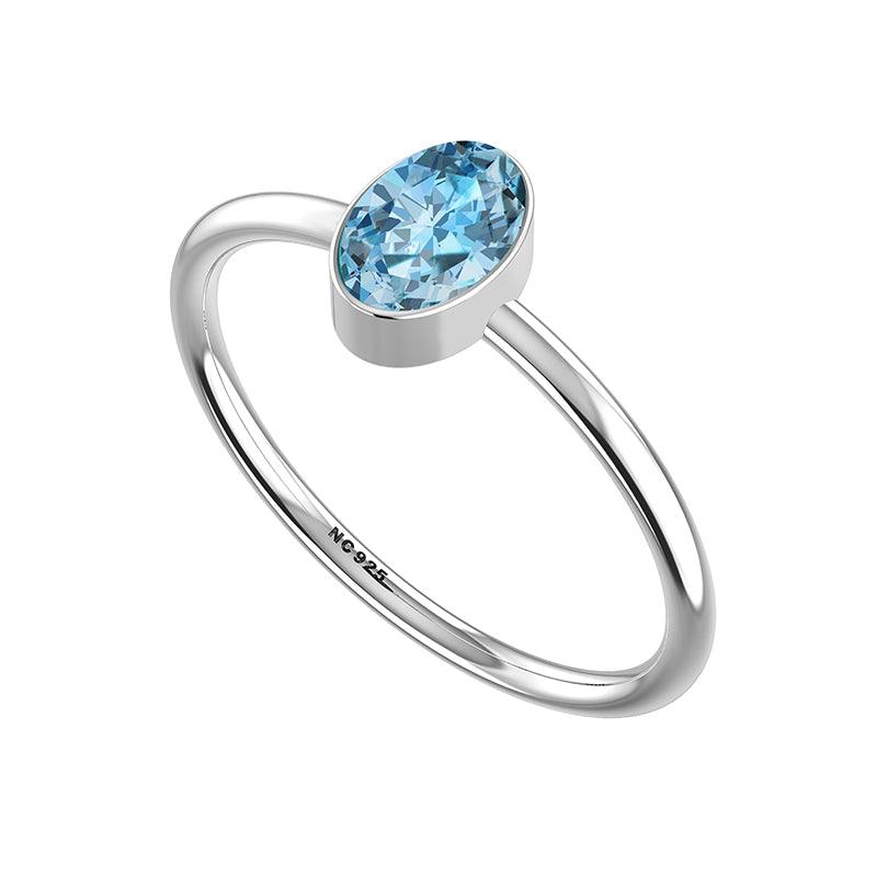 swiss-blue-topaz stackable bezel-set ring