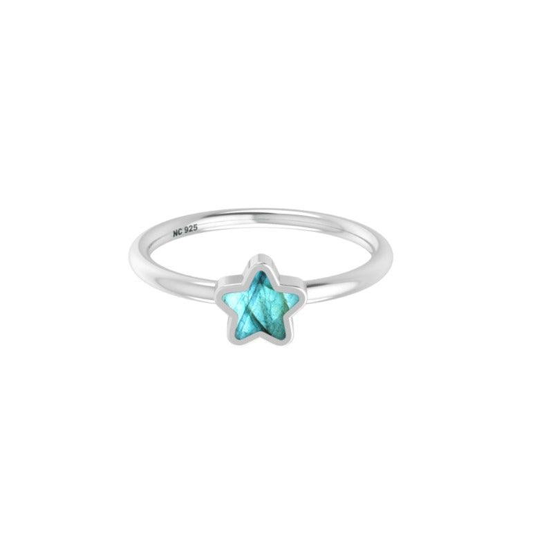 925 Sterling Silver Ring Natural Multi Gemstone Star Shape Bezel Setting Handmade Jewelry