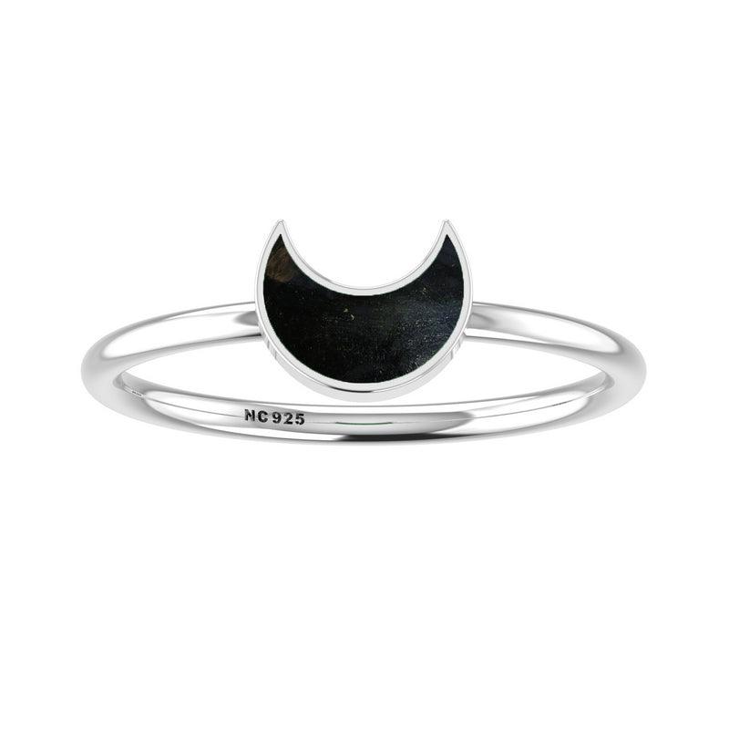 925 Sterling Silver Ring Natural Multi Birthstone Moon Shape Bezel Setting Handmade Jewelry