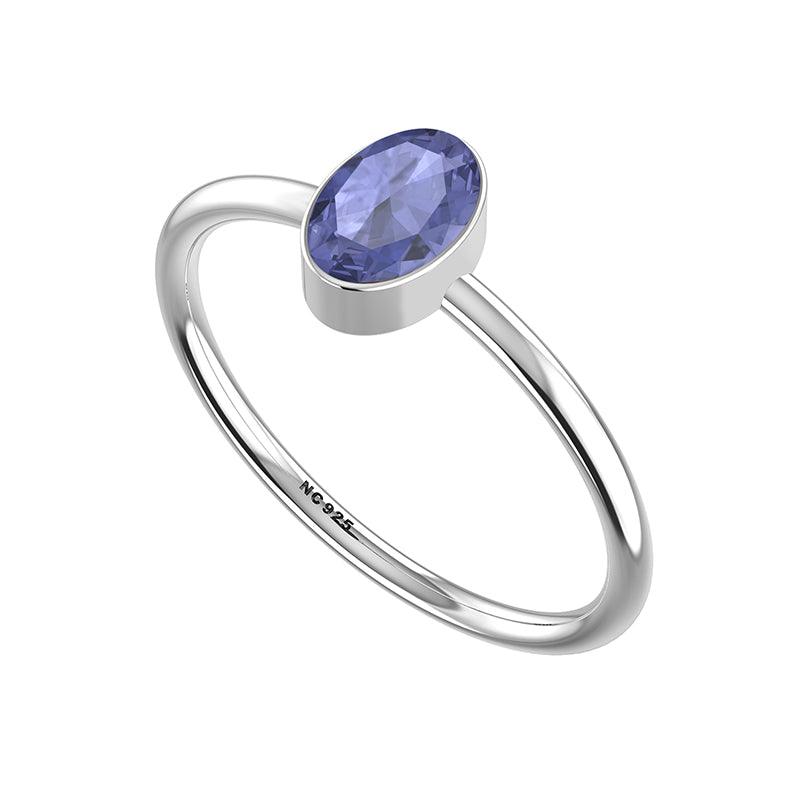 tanzanite stackable bezel-set ring