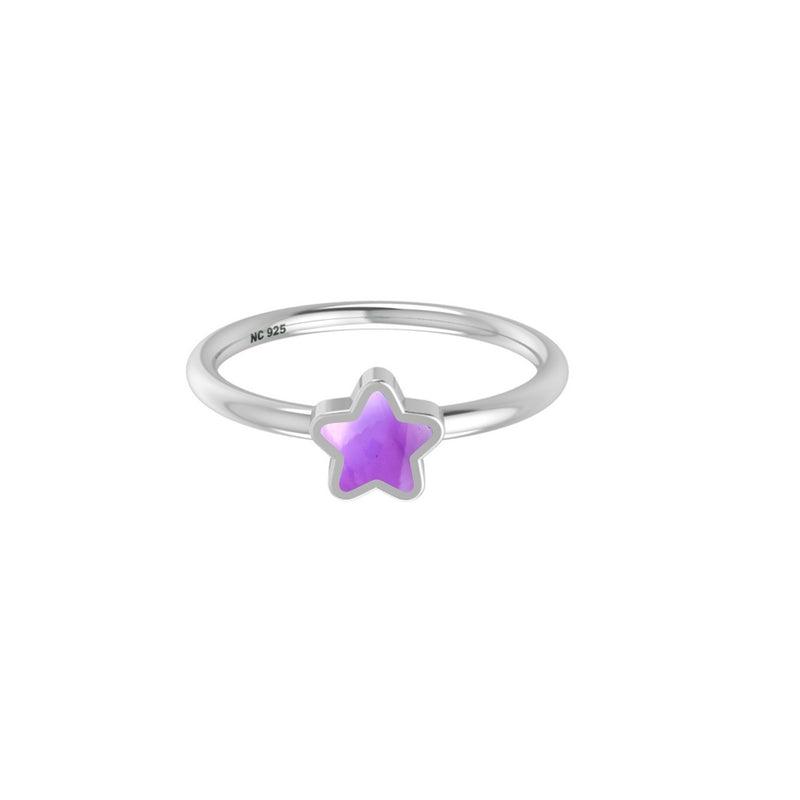925 Sterling Silver Natural Cab Gemstone Bezel Set Star Shape Ring Jewelry