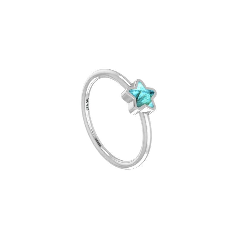 925 Sterling Silver Ring Natural Multi Gemstone Star Shape Bezel Setting Handmade Jewelry