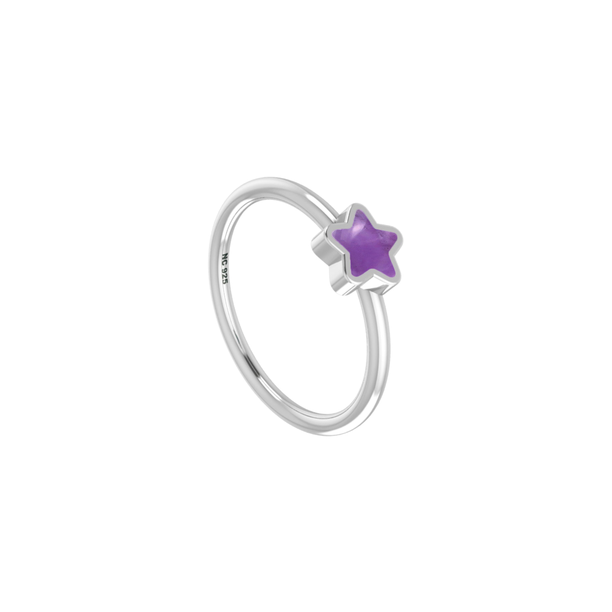 Natural Amethyst Stackable Rings for Women in Sterling Silver (Pack of 12, Bezel-Set)