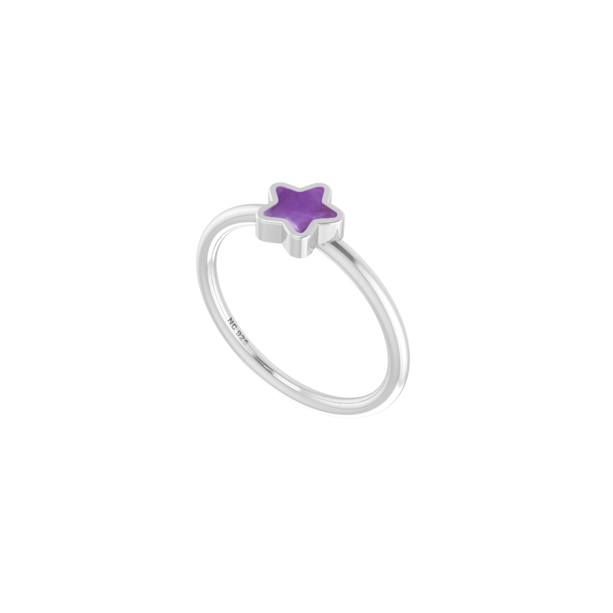 Natural Amethyst Stackable Rings for Women in Sterling Silver (Pack of 12, Bezel-Set)