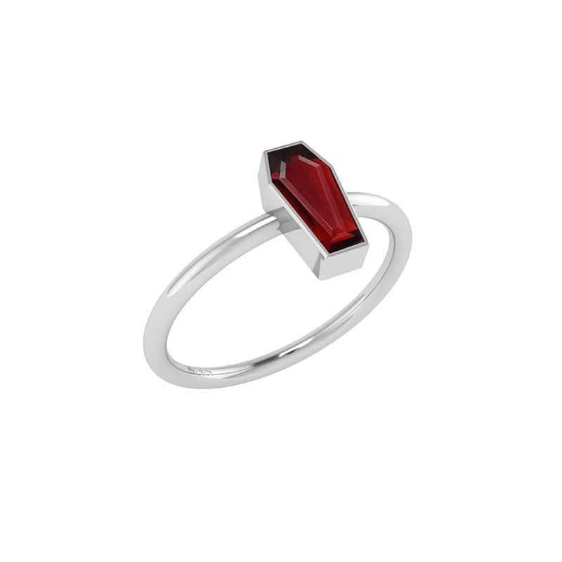 Natural Red Garnet Coffin Ring 925 Sterling Silver Bezel Set Jewelry Pack of 12