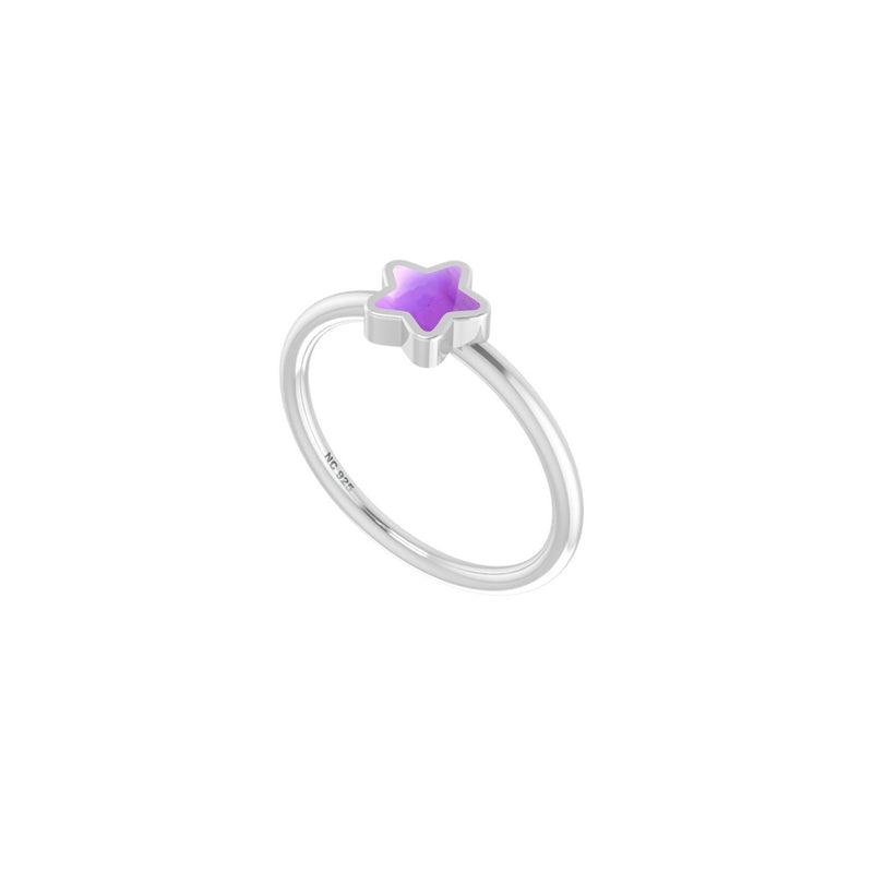 925 Sterling Silver Natural Cab Gemstone Bezel Set Star Shape Ring Jewelry