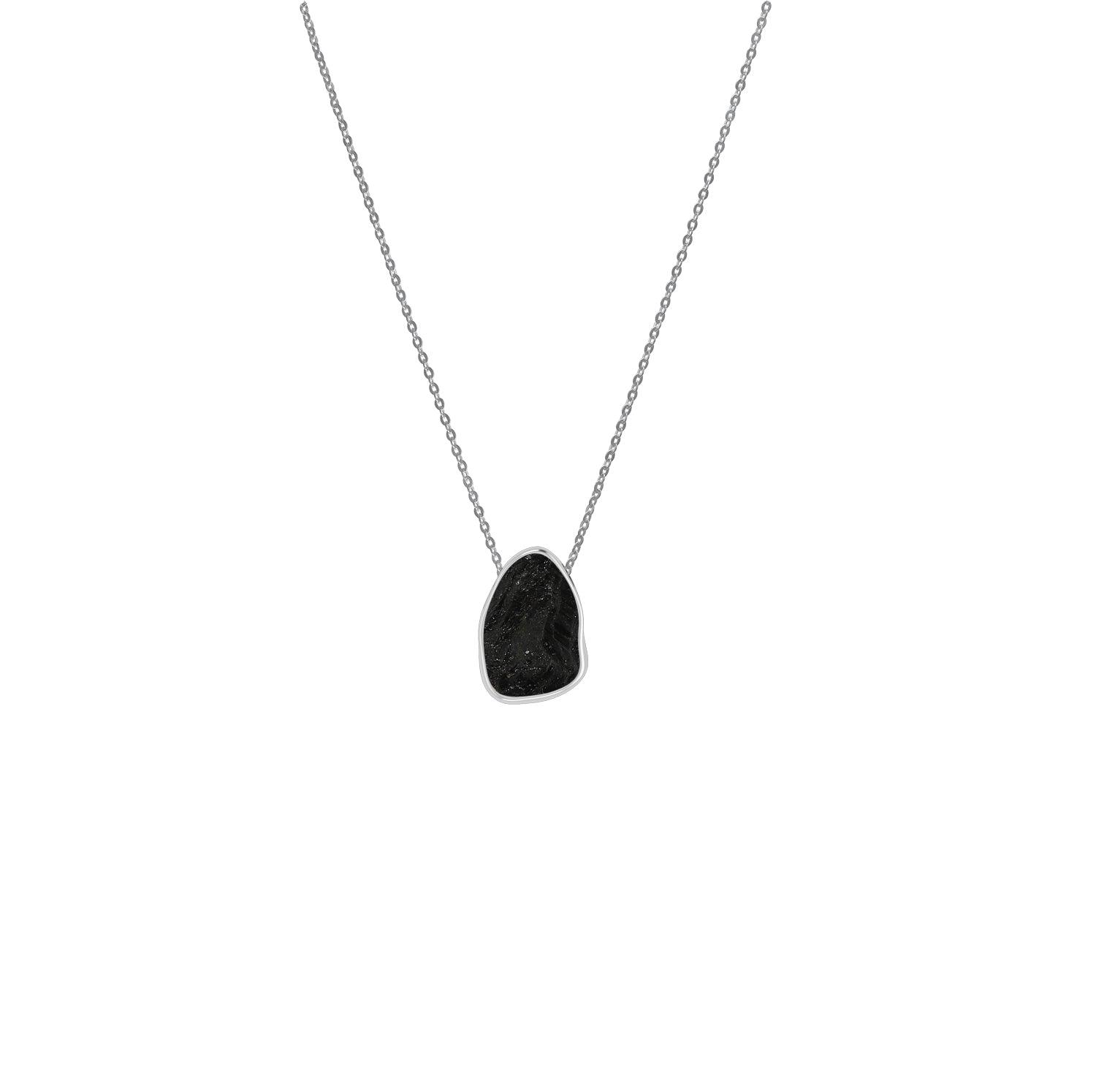 925 Sterling Silver Rough Black Tourmaline Slider Necklace With Chain 18" Bezel Set Jewelry Pack of 6