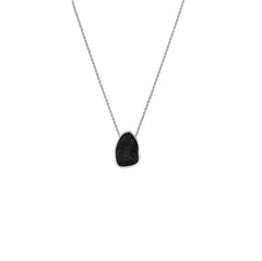 925 Sterling Silver Rough Black Tourmaline Slider Necklace With Chain 18" Bezel Set Jewelry Pack of 6