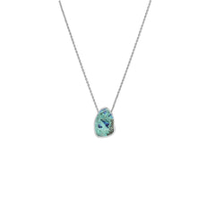 925 Sterling Silver Rough Azurite Malachite Slider Necklace With Chain 18" Bezel Set Jewelry Pack of 6