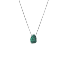 925 Sterling Silver Rough Malachite Slider Necklace With Chain 18" Bezel Set Jewelry Pack of 6