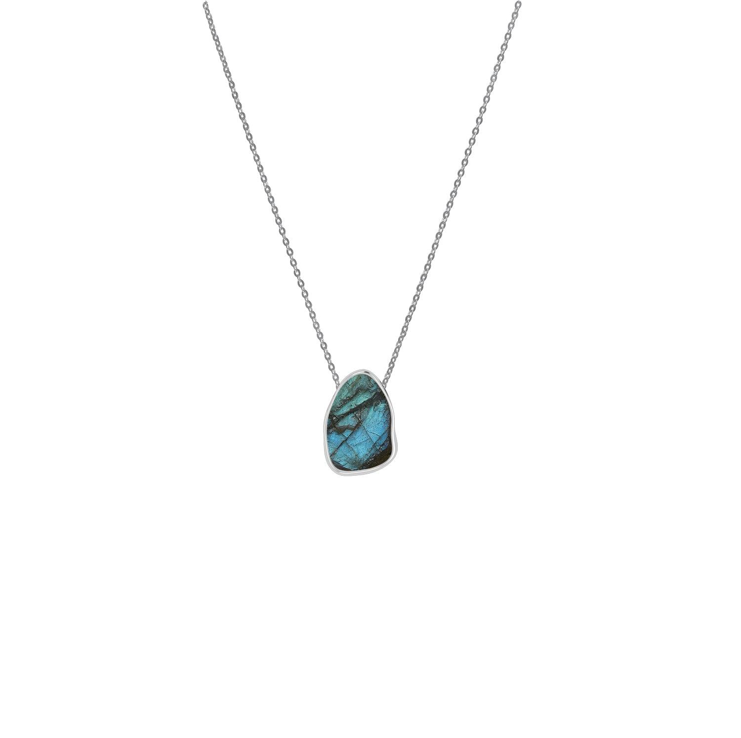 925 Sterling Silver Rough Labradorite Slider Necklace With Chain 18" Bezel Set Jewelry Pack of 6