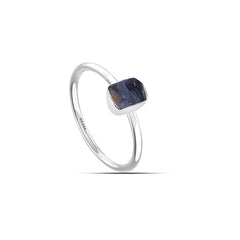 Pietersite stackable bezel-set ring