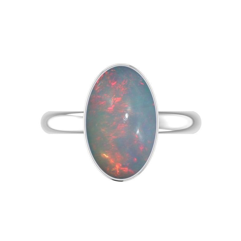 Natural Ethiopian Opal Rings for Women in Sterling Silver (Pack of 4, Bezel-Set)