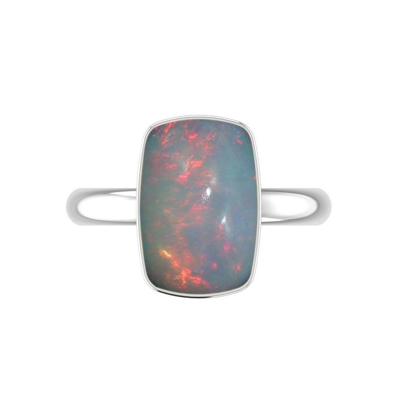 Natural Ethiopian Opal Rings for Women in Sterling Silver (Pack of 4, Bezel-Set)